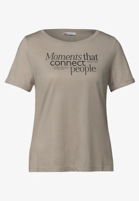 T-Shirt mit Frontprint morning beige