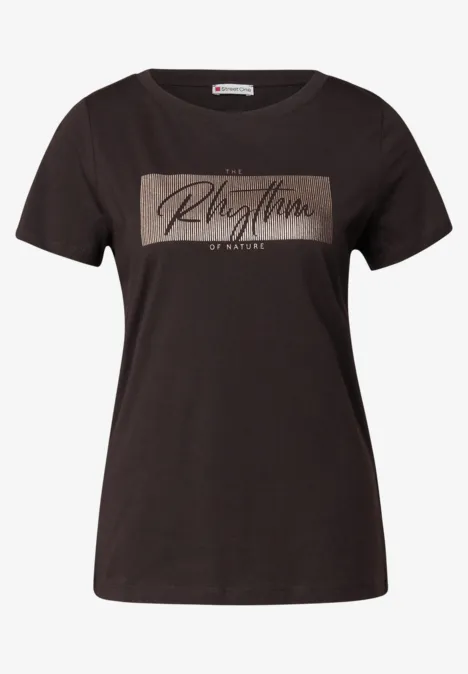 T-Shirt mit Print deep roast brown