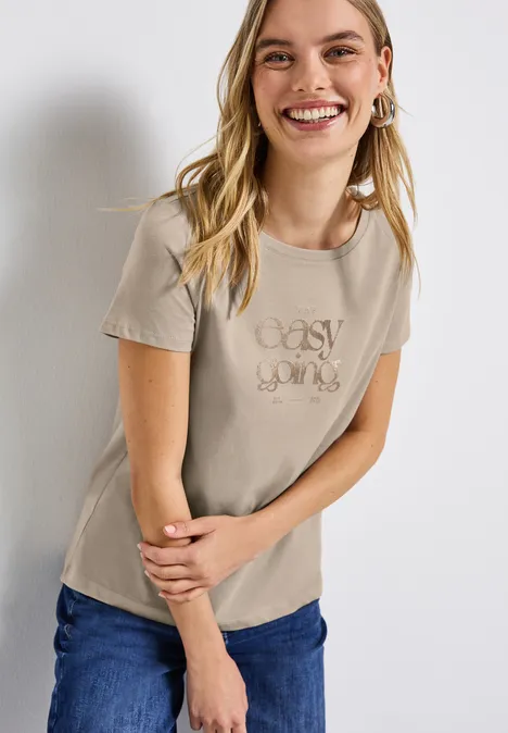 Shirt met print morning beige