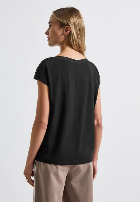 Shirt mit Ripp-Detail Black