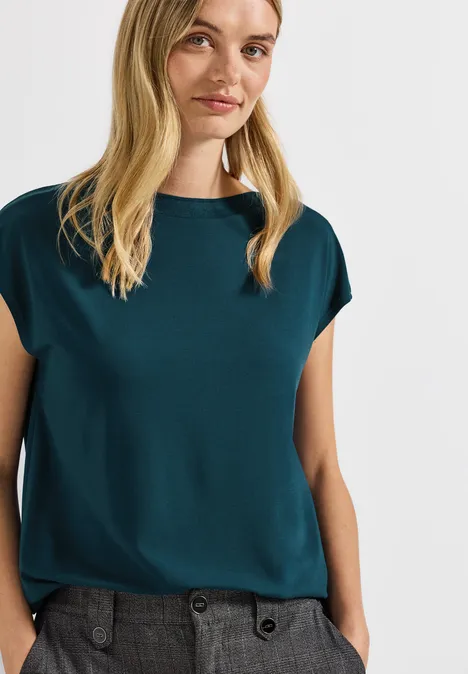 Shirt mit Ripp-Detail tide blue