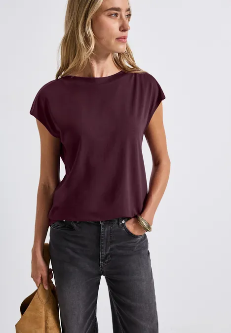 Shirt mit Ripp-Detail wildberry red