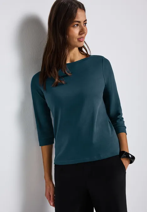 Shirt mit U-Boot-Ausschnitt tide blue