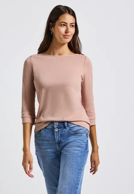 Shirt mit U-Boot-Ausschnitt faded rose