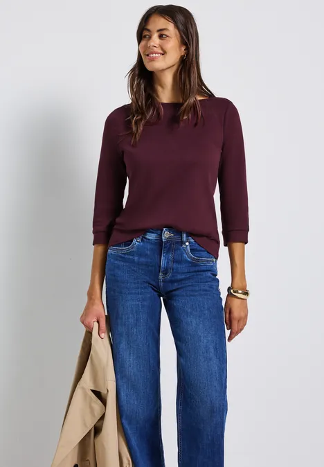 Shirt mit U-Boot-Ausschnitt wildberry red