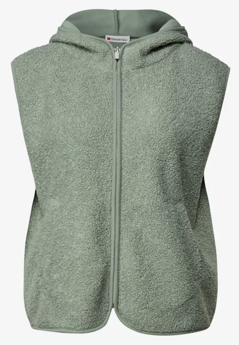 Teddy Weste mit Kapuze dark serene green