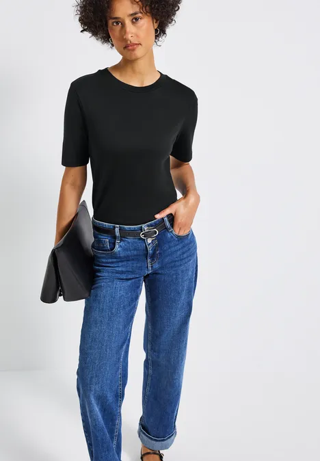 Basic Shirt mit Turtleneck Black