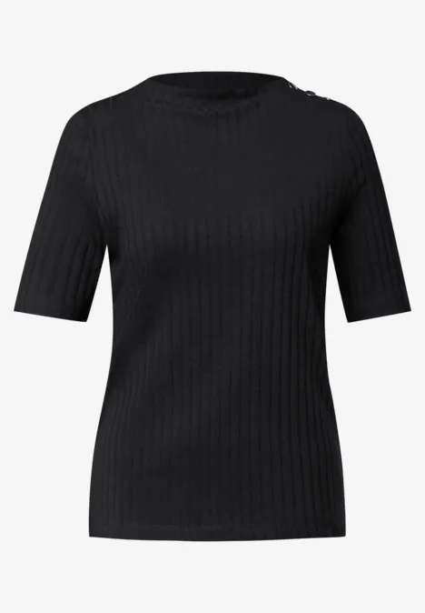 Turtleneck Shirt mit Knöpfen Black