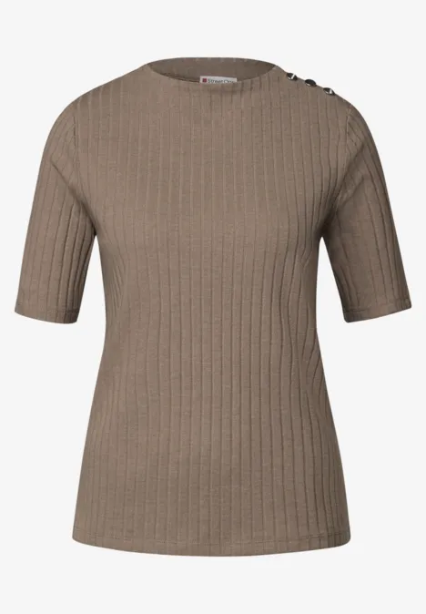 Turtleneck Shirt mit Knöpfen bark brown