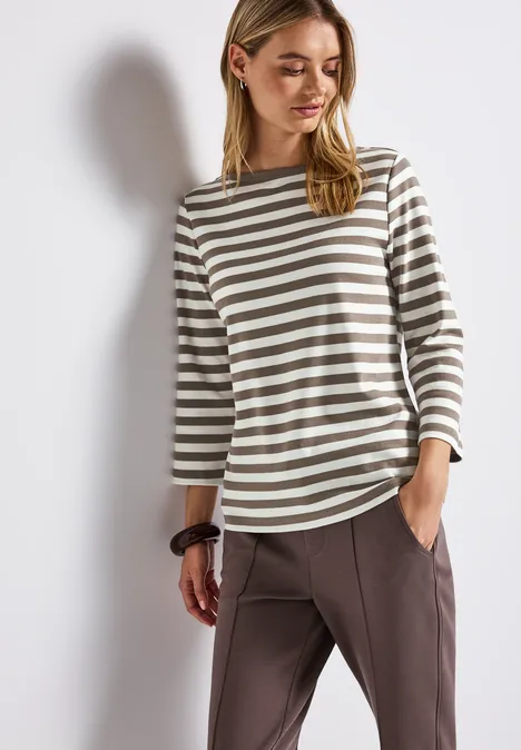 Gestreiftes U-Boot Shirt bark brown