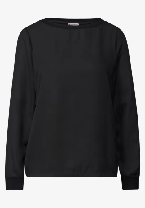 Materialmix Chiffon Shirt Black