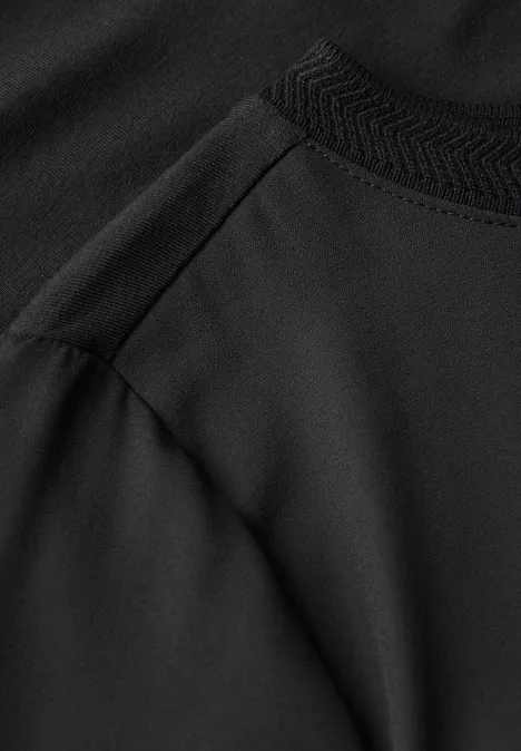 Materialmix Chiffon Shirt Black