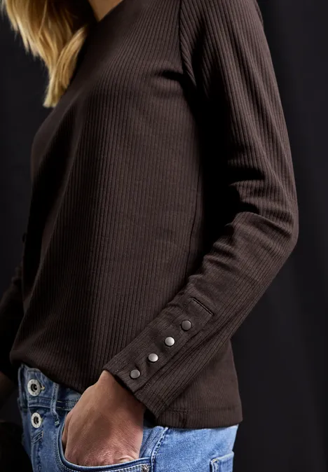 Shirt mit Rippstruktur deep roast brown