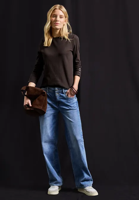 Shirt mit Rippstruktur deep roast brown