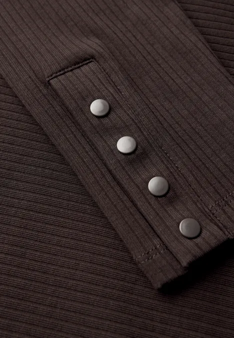 Shirt mit Rippstruktur deep roast brown