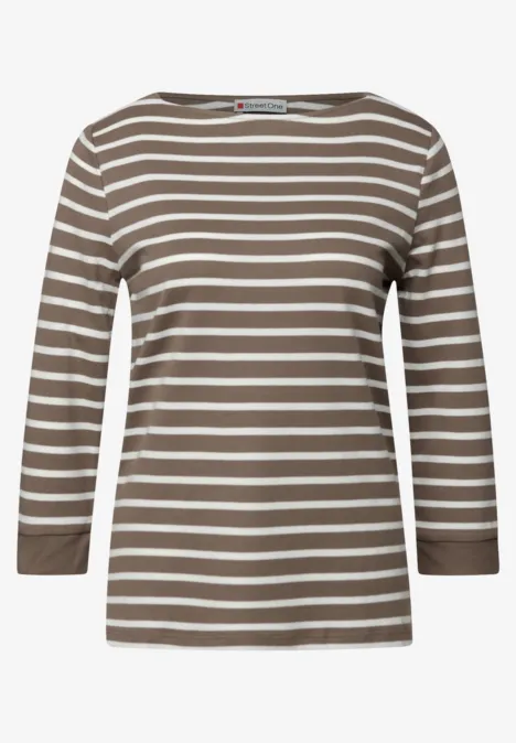 Gestreiftes Basic Shirt silk brown