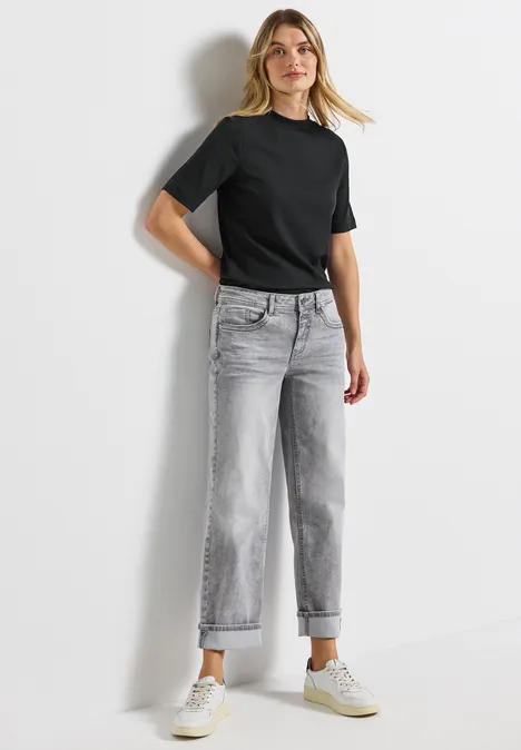 T-Shirt mit Rippstruktur Black
