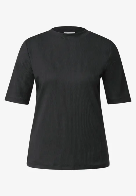 T-shirt à structure côtelée Black