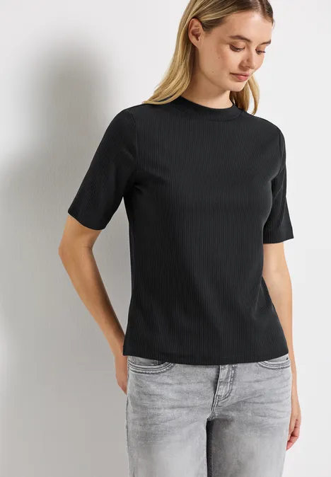 T-Shirt mit Rippstruktur Black
