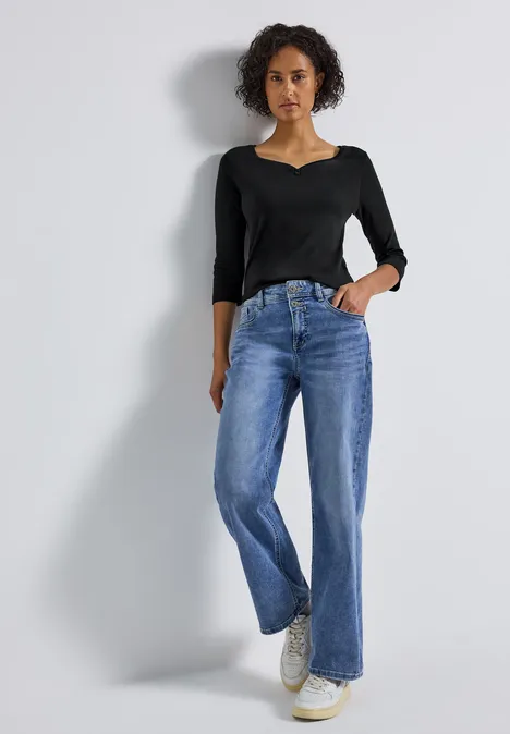 Basic Shirt mit Knopfdetail Black