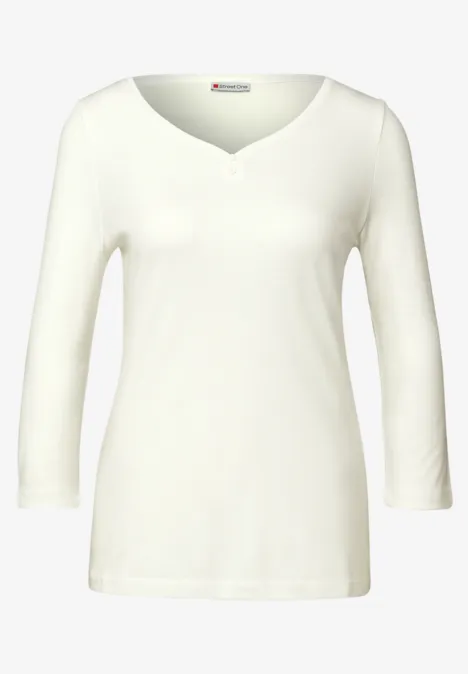 T-shirt basique avec détail de boutons off white