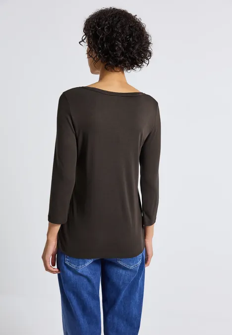 Basic Shirt mit Knopfdetail deep roast brown