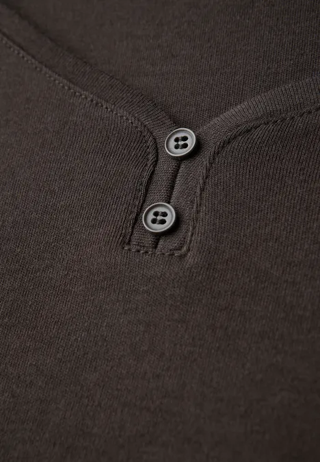 Basic Shirt mit Knopfdetail deep roast brown