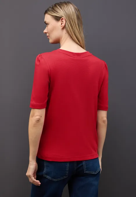 Basic T-Shirt mit Raffung racing red