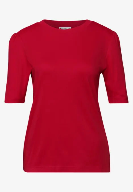 Basic T-Shirt mit Raffung racing red