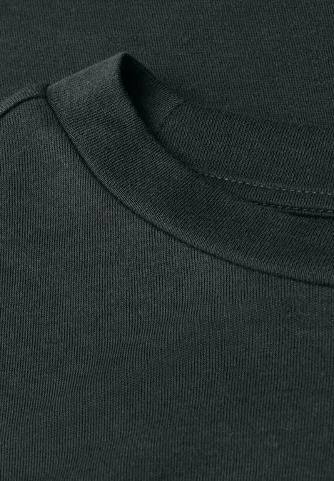 Basic T-Shirt mit Raffung evernight green