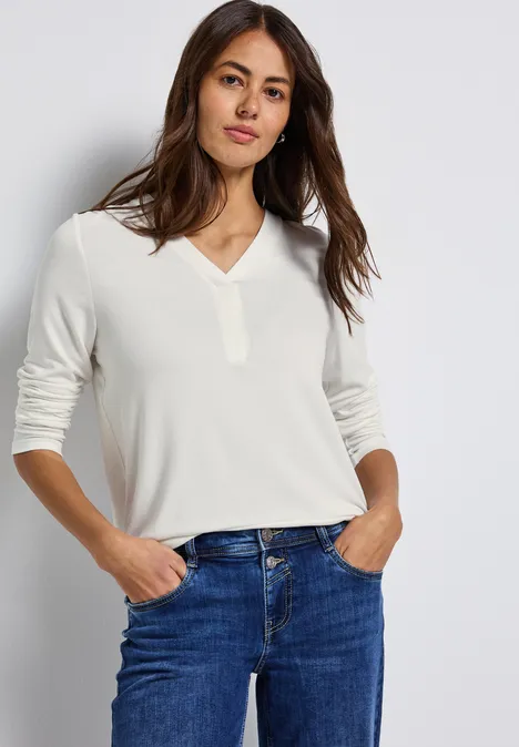 Shirt met V-hals off white