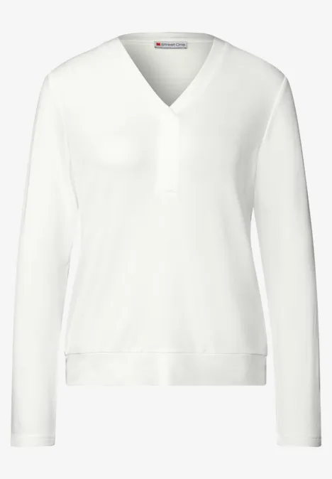 V-Neck Jersey-Shirt off white