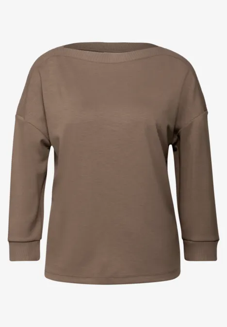Shirt mit U-Boot-Ausschnitt silk brown