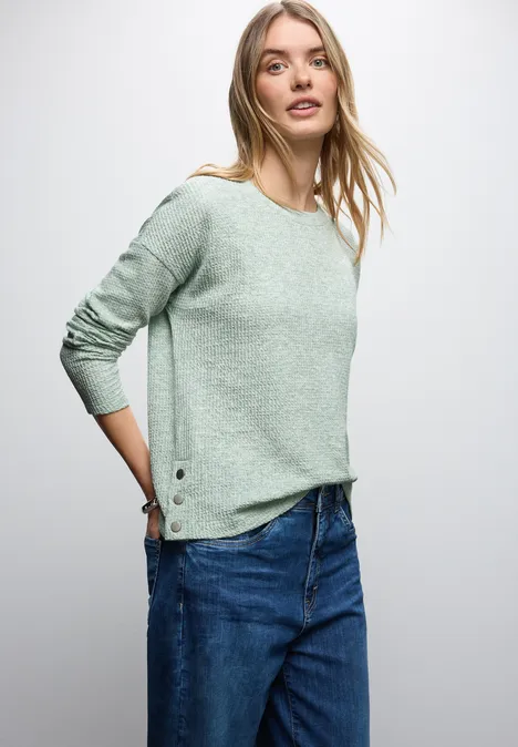 Shirt met structuur en knopen serene green mel.