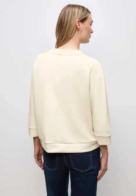 Silk-Look Shirt mit Zipper soft beige
