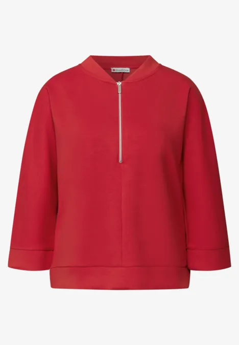 Silk-Look Shirt mit Zipper racing red