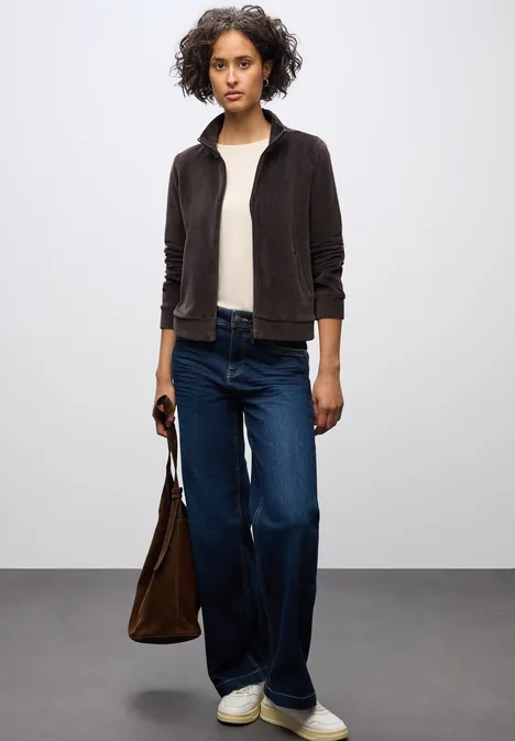 Cordjacke mit Zipper deep roast brown
