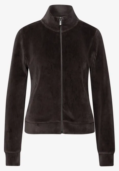Cordjacke mit Zipper deep roast brown