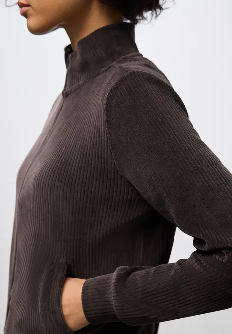 Cordjacke mit Zipper deep roast brown