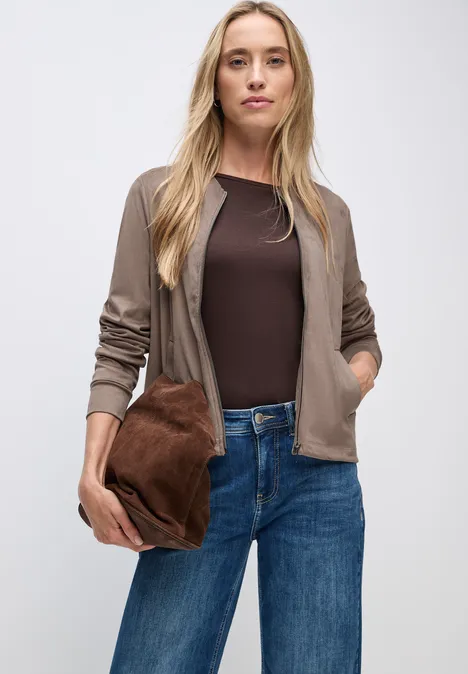 Veloursjacke mit Taschen silk brown
