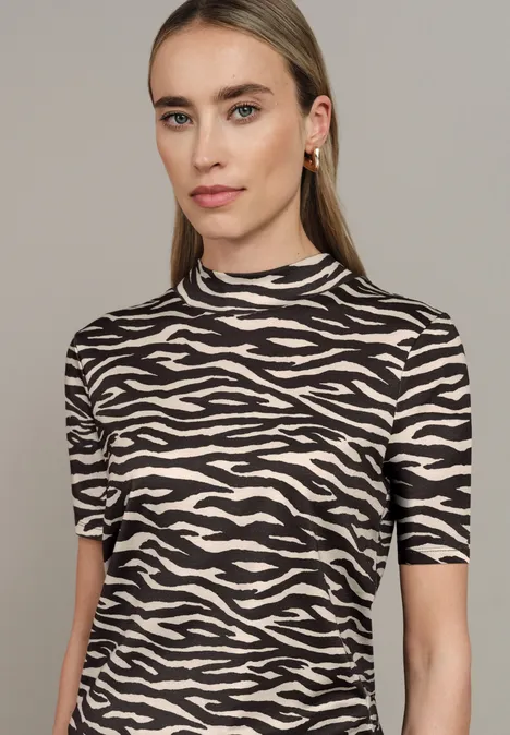 T-Shirt mit Zebra Print deep roast brown