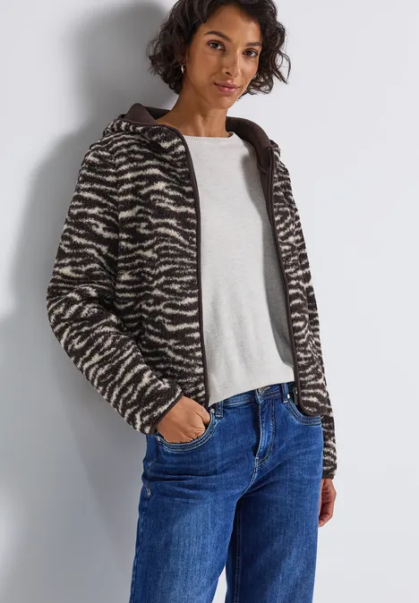 Teddy Jacke mit Kapuze deep roast brown