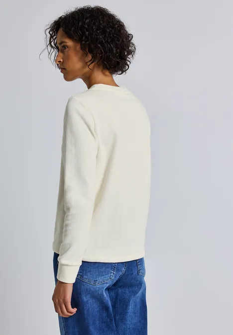 Feincord-Shirt mit Wording soft beige