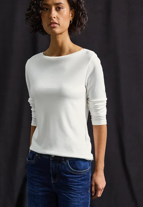 Basic Langarmshirt off white