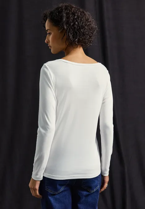 Basic Langarmshirt off white