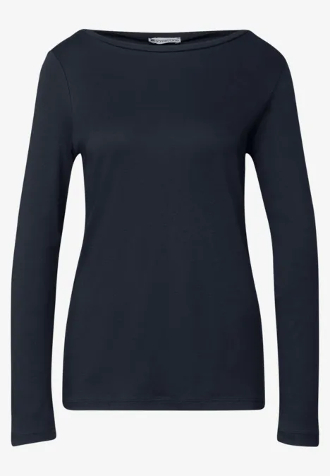 Basic Langarmshirt deep blue