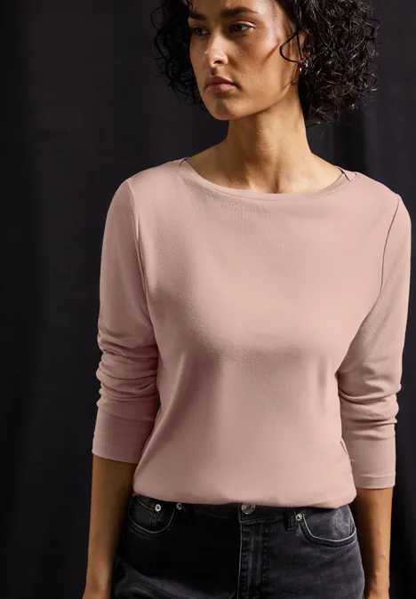 Basic Langarmshirt faded rose