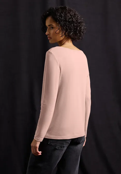 Basic Langarmshirt faded rose