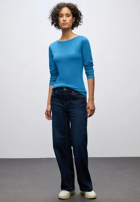 Basic Langarmshirt polaris blue