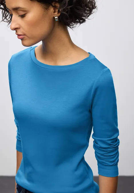 Basic Langarmshirt polaris blue